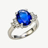 Syntheses Blue Saphire Stone Ring With Moissanite