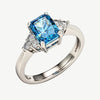Aqua Zarcon Stone Ring With Moissanite
